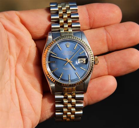 rolex rolex 1601 datejust blue dial|Rolex 1601 linen dial.